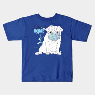 dog wearing mask - stay at home Kids T-Shirt